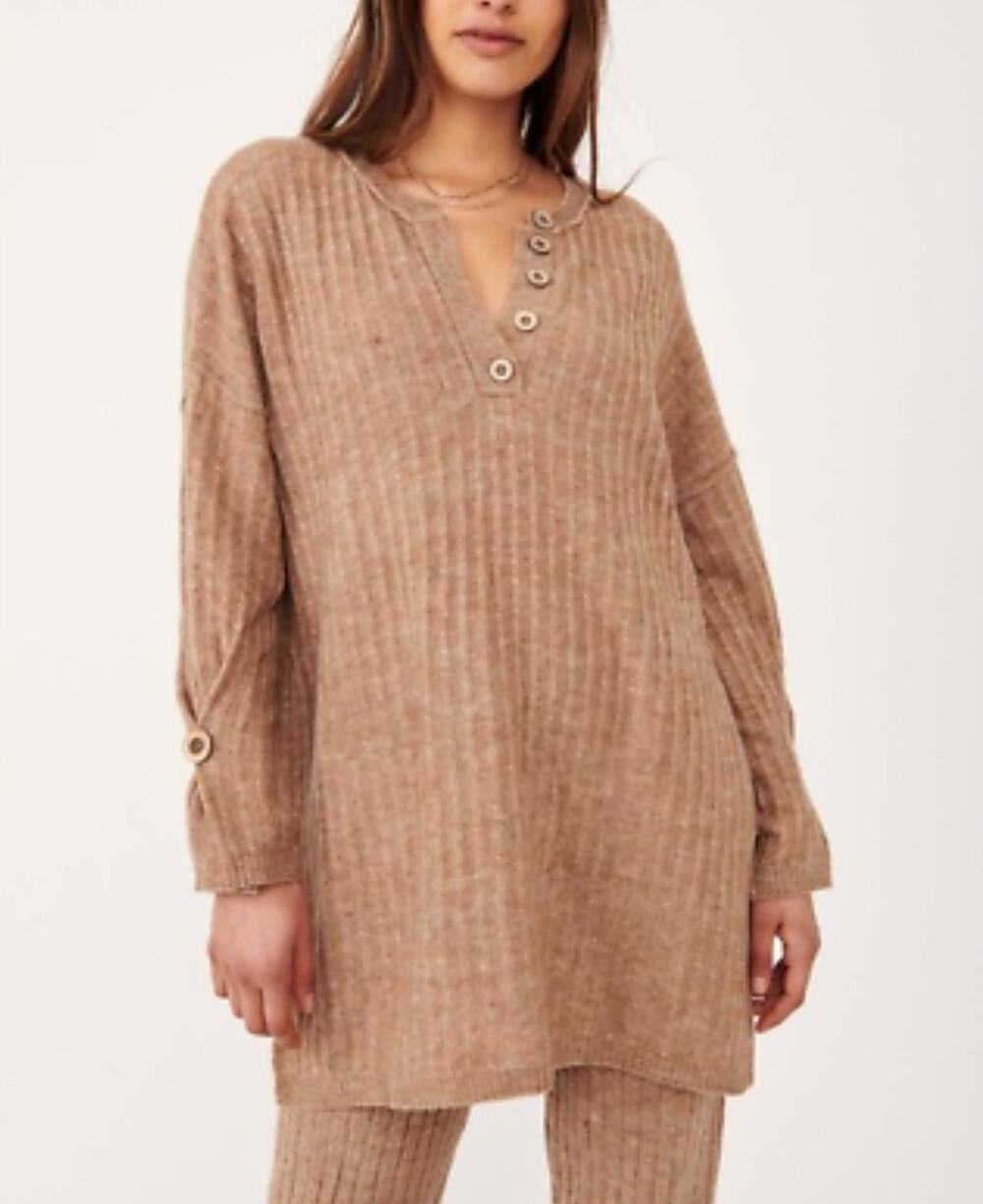 Intimately Free People Around the Clock Beige Oversized Sleep Pullover Size XS